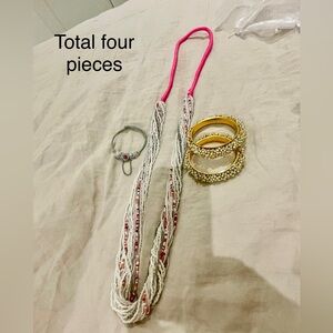 Beaded Necklace and Bracelet with Bangles set